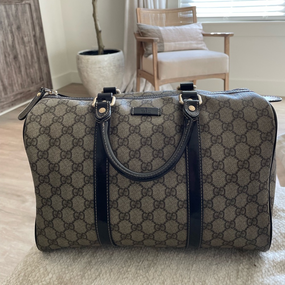 Vintage GUCCI Boston Bag in beige canvas and brown leather - Picture 17 of 17